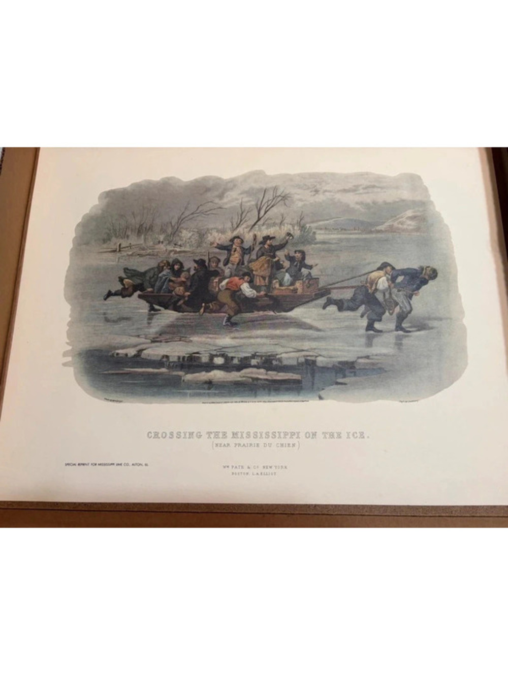 River Print Mississippi Lime Crossing Mississippi Ice Print Original Mailer Vtg